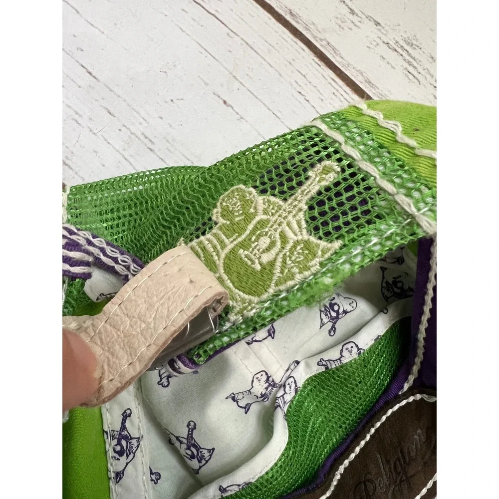 True Religion Trucker Hat Green Purple Distressed Horseshoe Logo OSFA